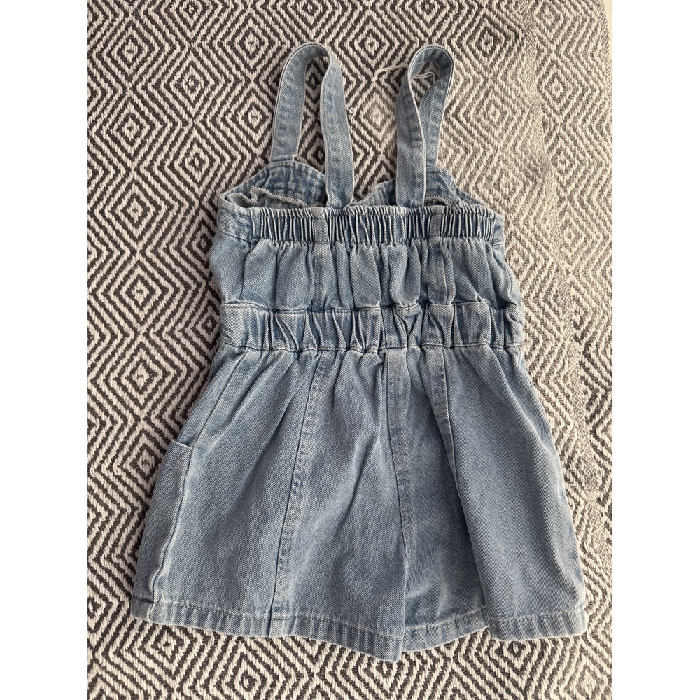 Girls' Light Blue Denim Romper Dress - Kids Jumpsuit